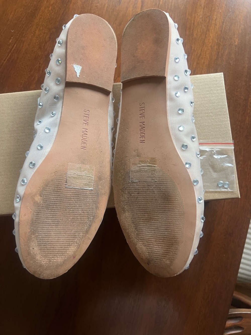 Steve Madden Flats. Crystal Embellishments.  Size 12. Like New. - Picture 2 of 3